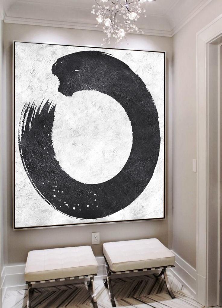 Minimal Black and White Painting #MN15A - Click Image to Close